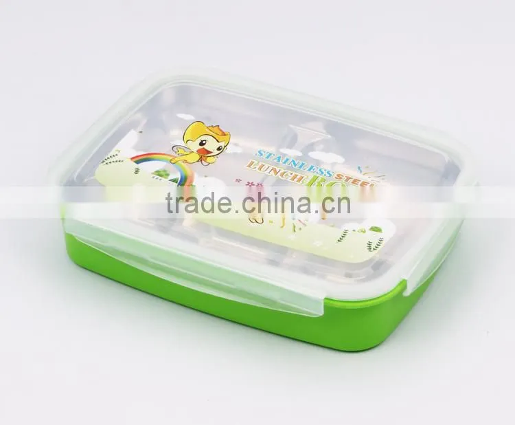 take away stainless steel metal body covered with PP plastic food storage container set
