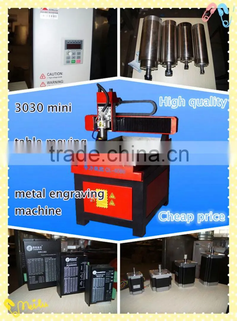 High precision and high quality with table moving 3030 metal mini machine for sale