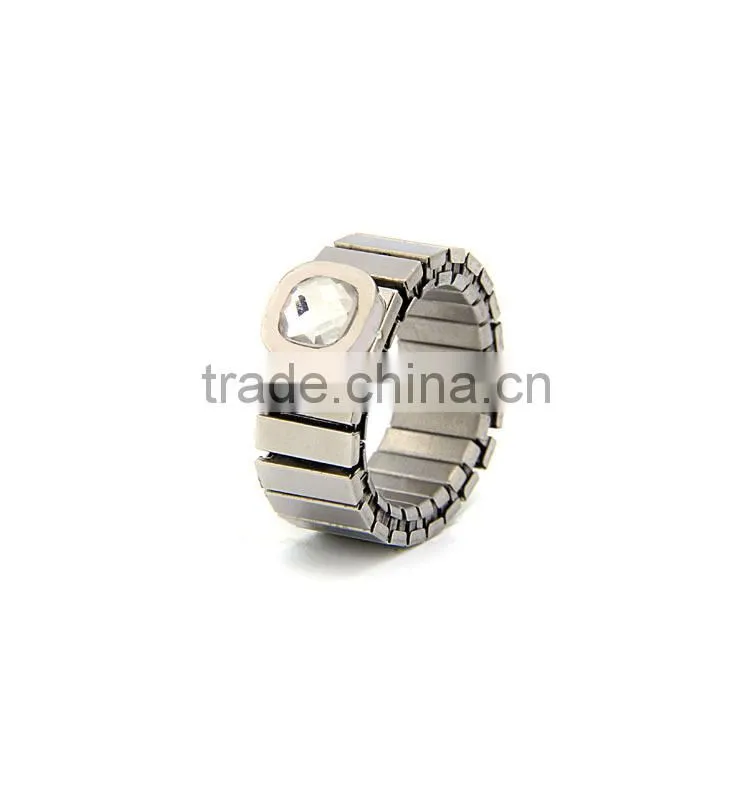 2015 Fashion Jewelry shield design stainless steel wheel zircon ring