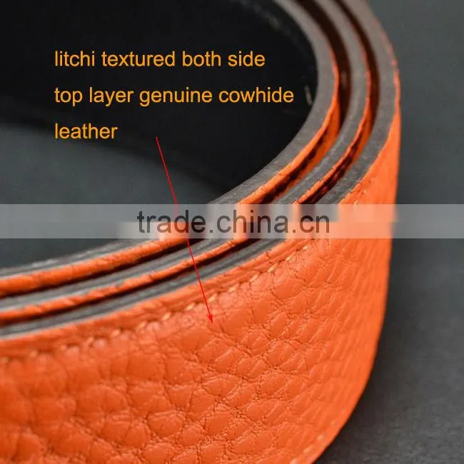 All colors litchi textured both side genuine cowhide leather straps for sale