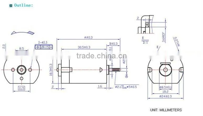 2.3V Mini Motor DC for Hair Curler and Hair Trimmer