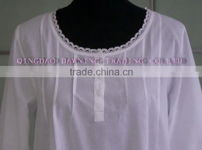 Factory direct sale white cotton Ladies' Nightgown