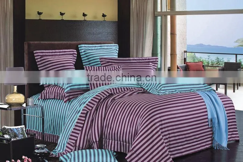 luxury stripe design 100%cotton reactive printed bedding set