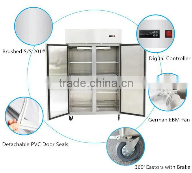 C3 900L 4-door Double-temperature Upright Commercial Refrigerator Freezer for Restaurant