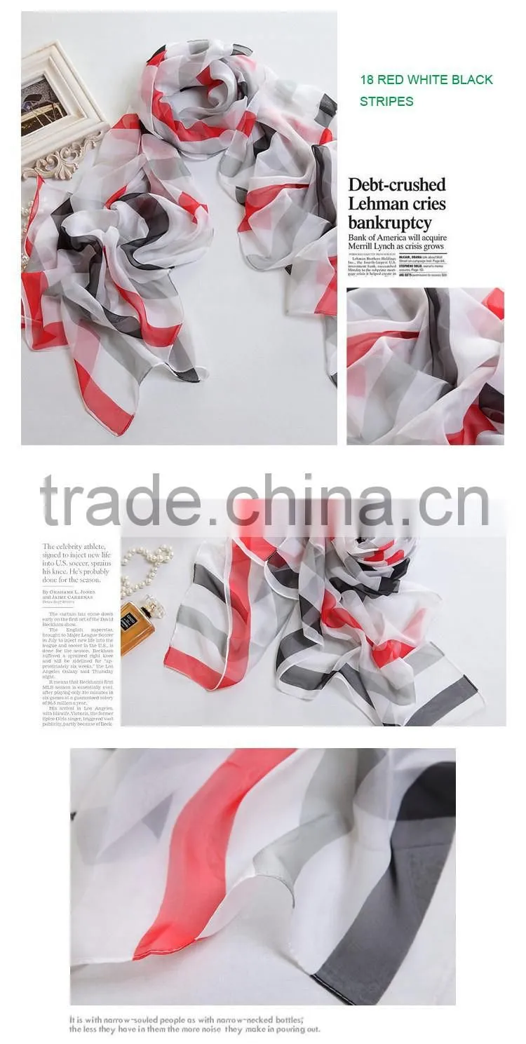 Lady's Customized Polyester Silk Like Soft Handfeel Chiffon Printed Long Scarf Shawl Wraps Sarong