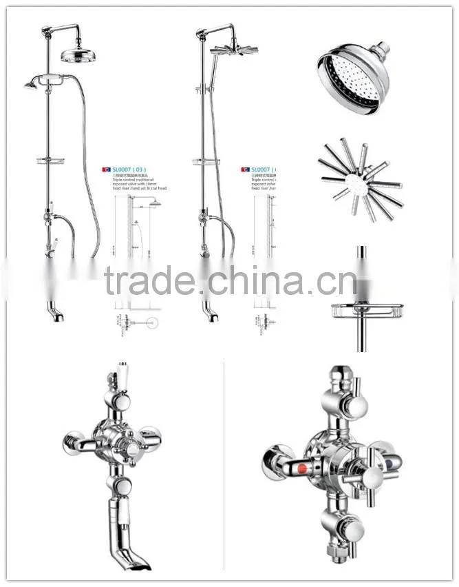 Luxury Brass Shower Set, Rain Head Shower, Thermostatic Shower