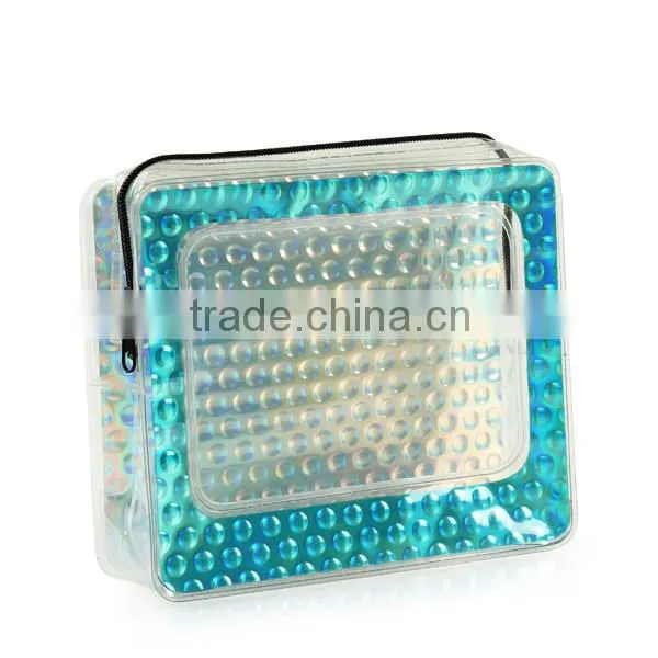Blue Clear Plastic PVC Packing Zipper Diapers Bag