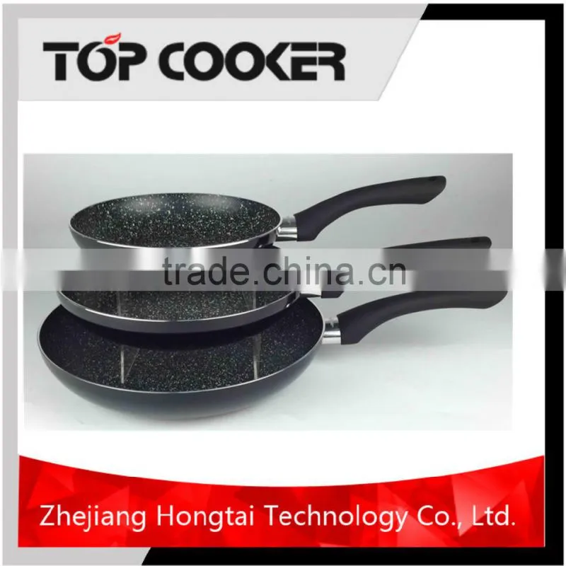 Pressed aluminum marble stone china fry pan set