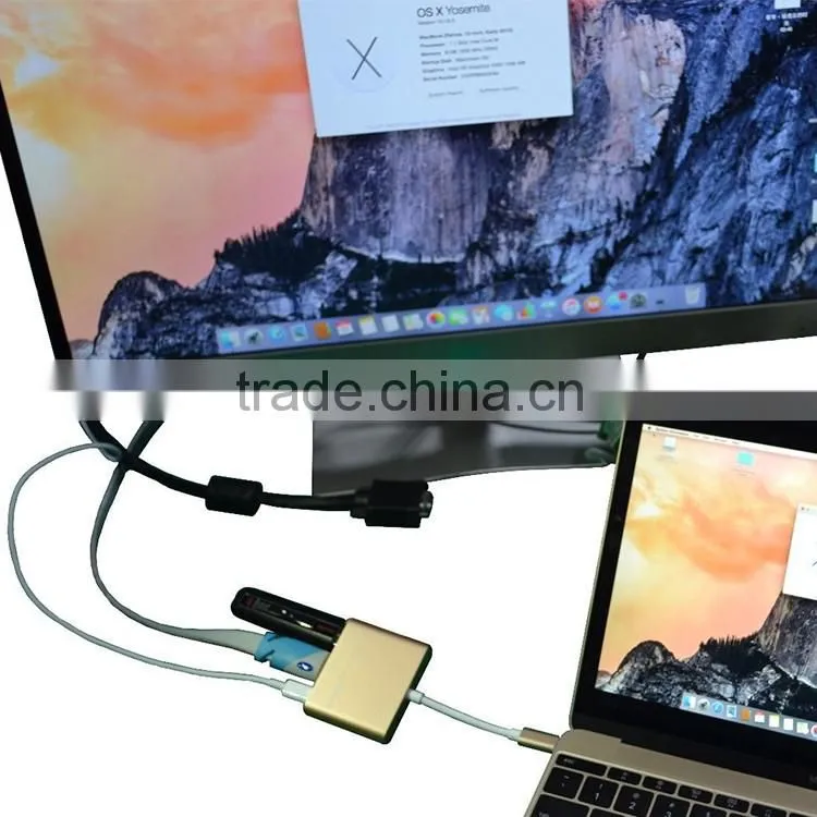 USB Type C 3.1 Hub to 4 Ports USB 3.0 Adapter Converter for the MacBook