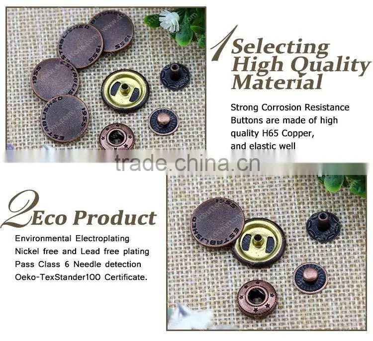 Alphabet Brass Button 4 Part Snap Button,Snap Fastener for Clothing