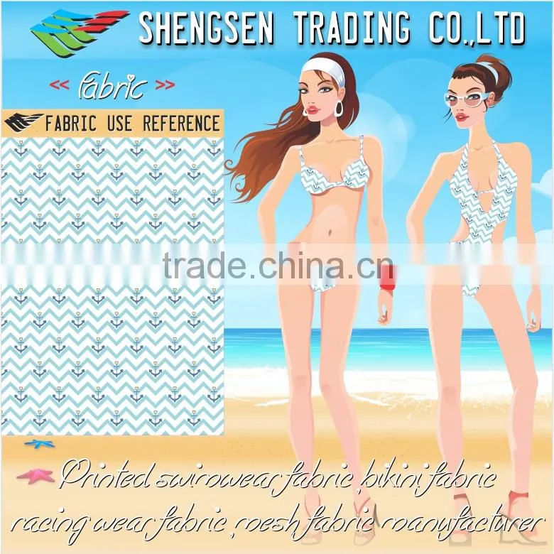 wave anchor print nylon spandex lycra fabric suppliers