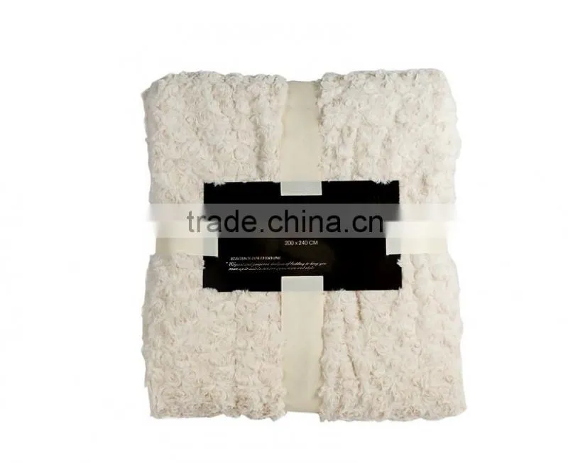 White PV Fleece Gifts Promotional Blanket with Card Ribbon Packaging