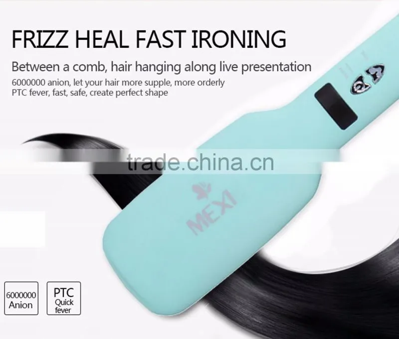 Rubber Coating PTC Heating Gorgeous Anion Hair Straightener Hair Straightener Brush