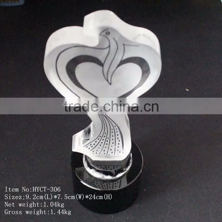 sandblasting newest design crystal trophy for sports competition
