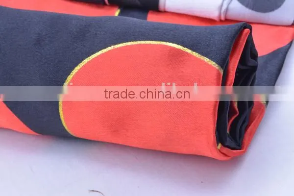 Gold stamp dot pattern 100% polyester satin printed fabric