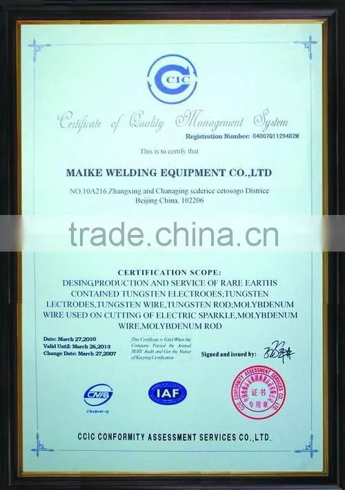 ISO 6848 2% WT20 2.0mm thoriated tungsten welding electrode