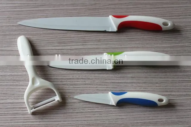 Less expensive than Ceramic Knife with durable Stainless Steel Blade set of 4 3"+5"+8"+Peeler