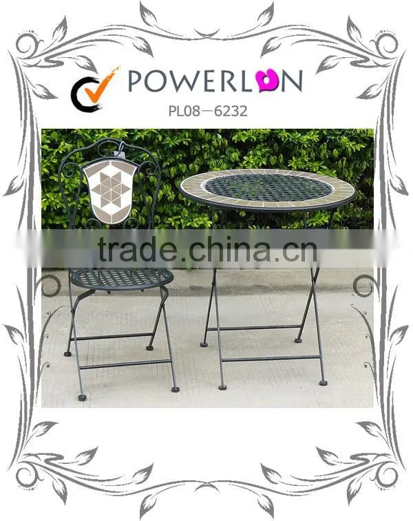Competive Price Antique Unique Design Mosaic Round Garden Folding Chair For Home Backyard J29M TS05 PL08-6235