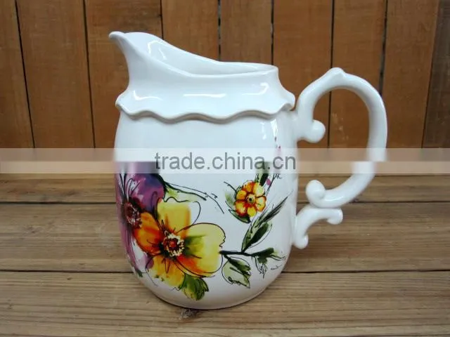 Cute 6 Ceramic Tea Coffee Cups with Purple Ceramic Tray Set for Home/ Office