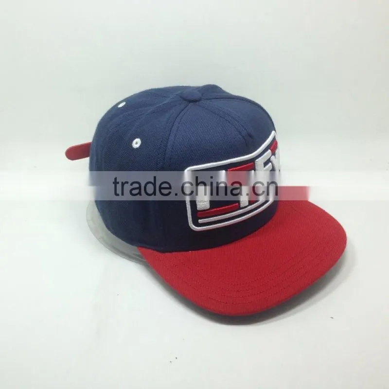 3D embroidery logo 5 panel flat hat and cap snapback