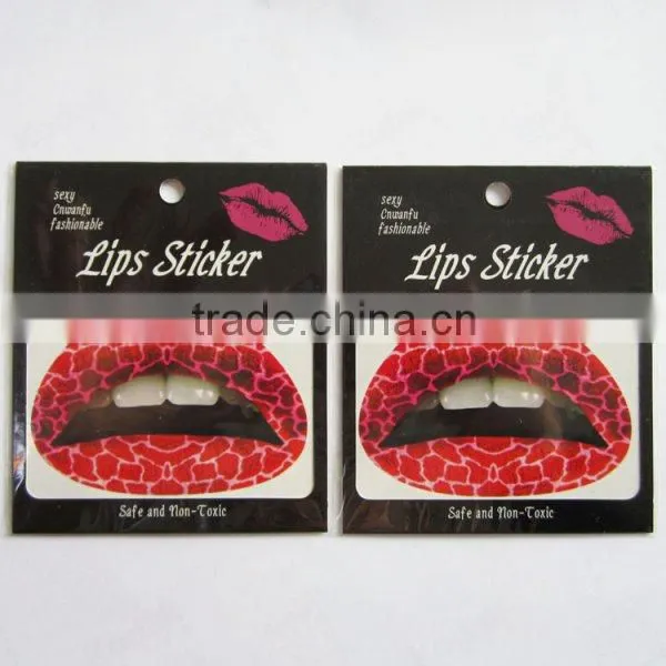 Promotion gift blue mable temporary lip tattoo non removable lip sticker for girls factory