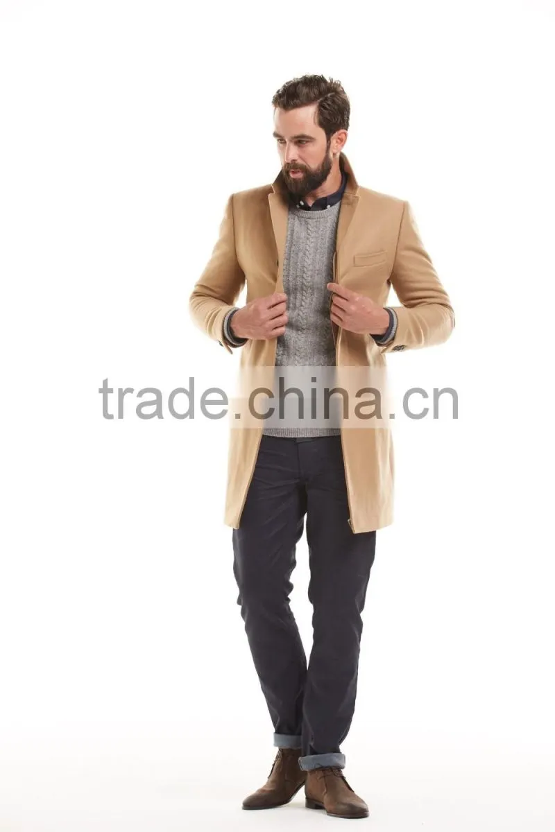 High Quality Custom Made Notch Lapel Men Fashion Long Coat Winter
