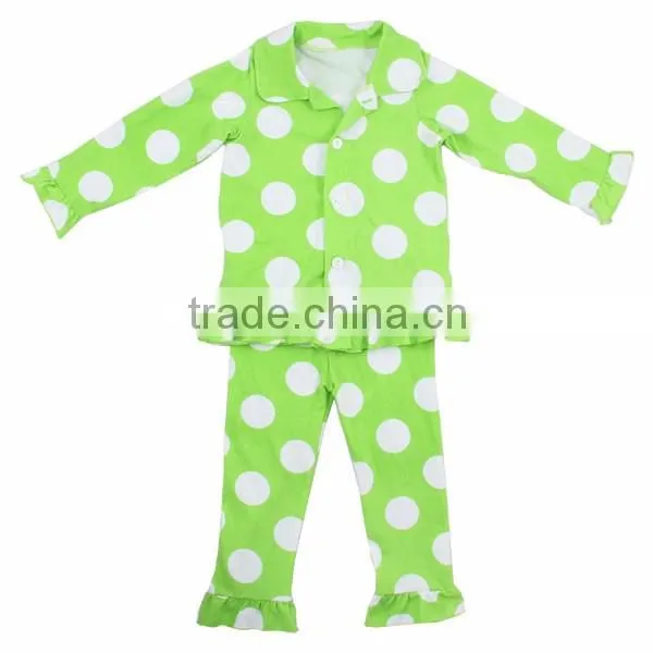2016 Kaiyo childrens boutique clothing cheap pajama sets children print pajamas set with ruffle