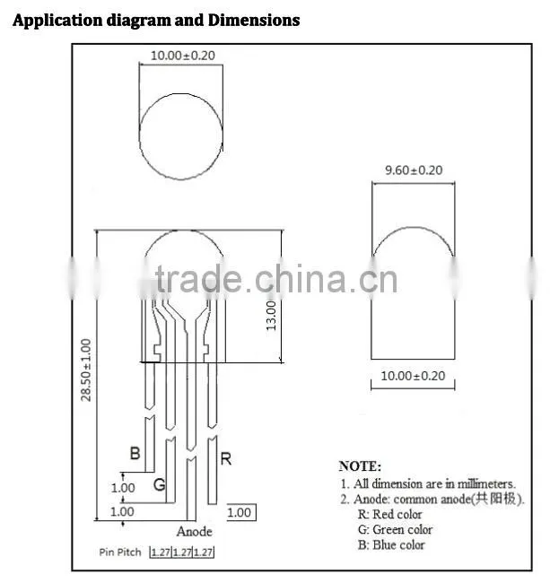10mm rgb led 4-pin rgb led diode multi-color led diode