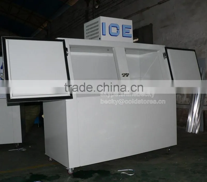 Slant ice merchandiser for indoor & outdoor use