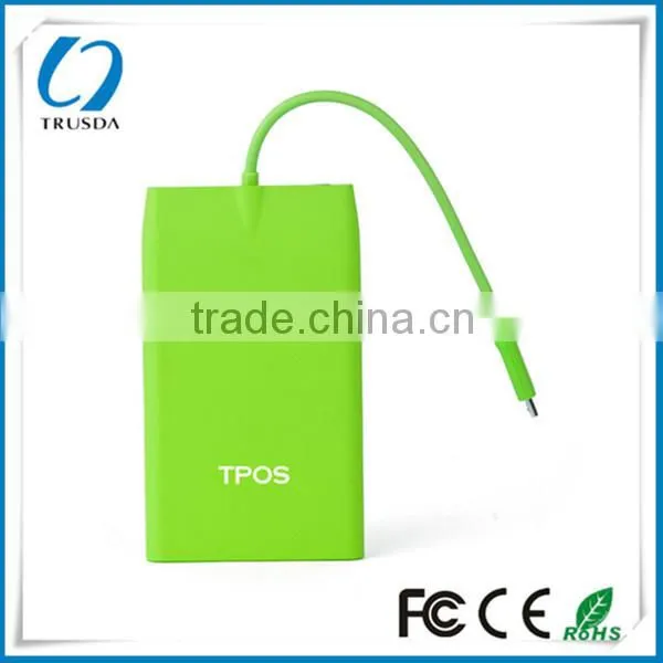 Hot new Li polymer embedded micro cable handphone power bank