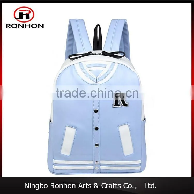 2016 fashion PU simulation coat backpack for kds