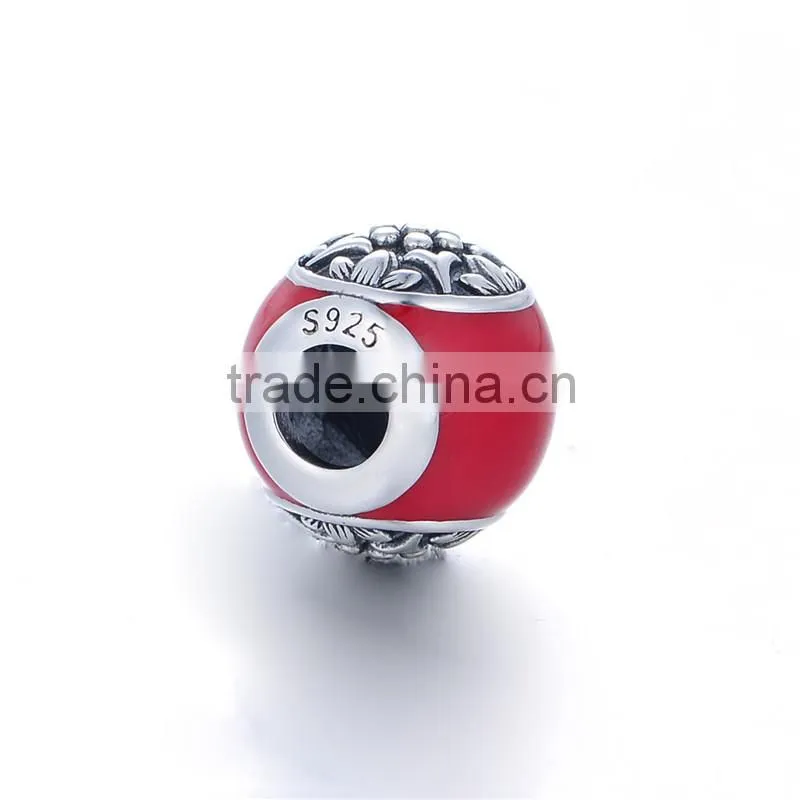 925 Sterling Silver Red Enamel Charms Wholesale Jewelry