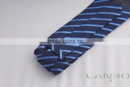 2016 hot selling navy blue striped mens silk ties with custom logo