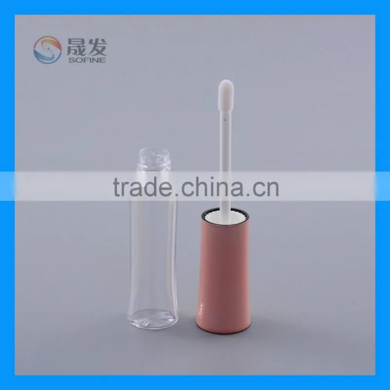 China wholesale 10ml clear plastic lip gloss hard tube with pink cap