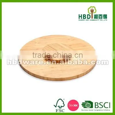 Round bamboo lazy susan rotatable
