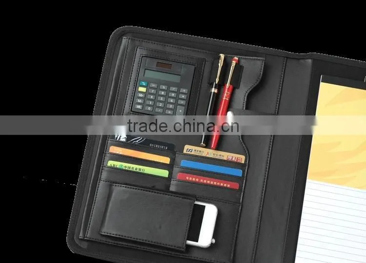 Custom Cheaper Price Leather Folder, A4 Leather Portfolio / File Folder