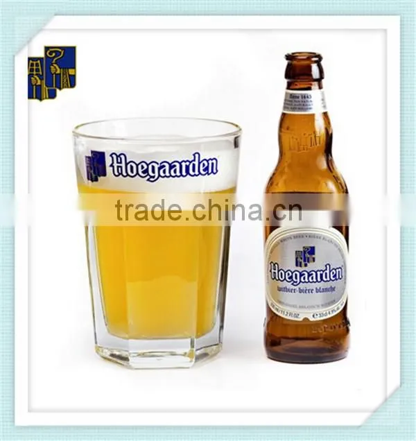 octagonal shape 450ml hoegaarden beer glass hoegaarden brand beer glass cup for sale