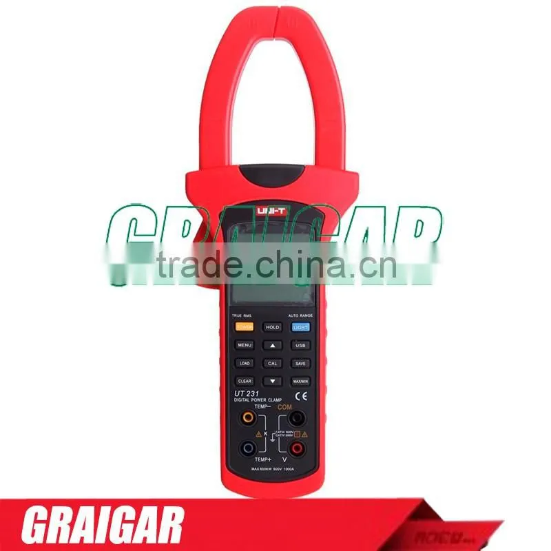 Uni-T UT231 Single-phase 2-wire True RMS Power Clamp Meter Power Factor Phase Angle 600KW USB Data Logging Analogue Bar Graph