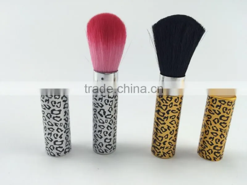 custom made mini size leopard color Synthetic Hair face use retractable powder brush