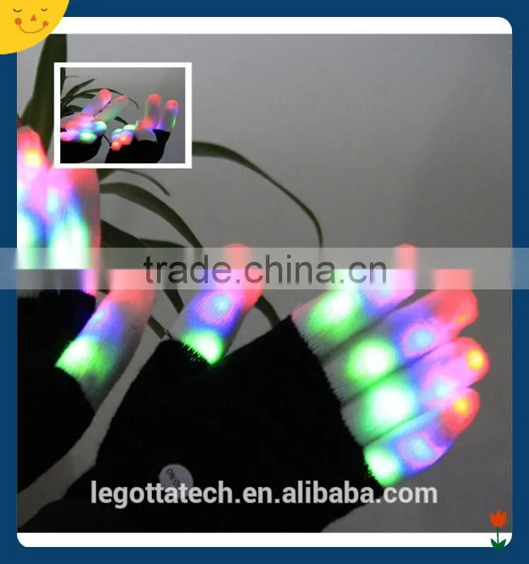 Best selling newest hight quality winter electical fashing lighting colorful laser gloves