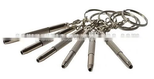 Metal screwdriver keychain for glasses repair