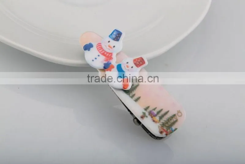 Christmas hair clip with snowman and glove ornament funny kids alligator hair clip