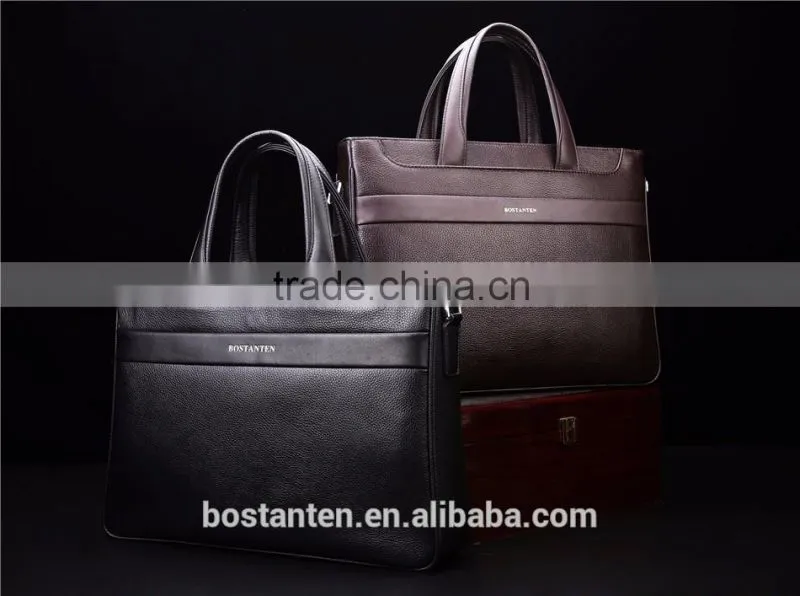 horizontal cowhide leather vintage men briefcase laptop bag messenger hand bag