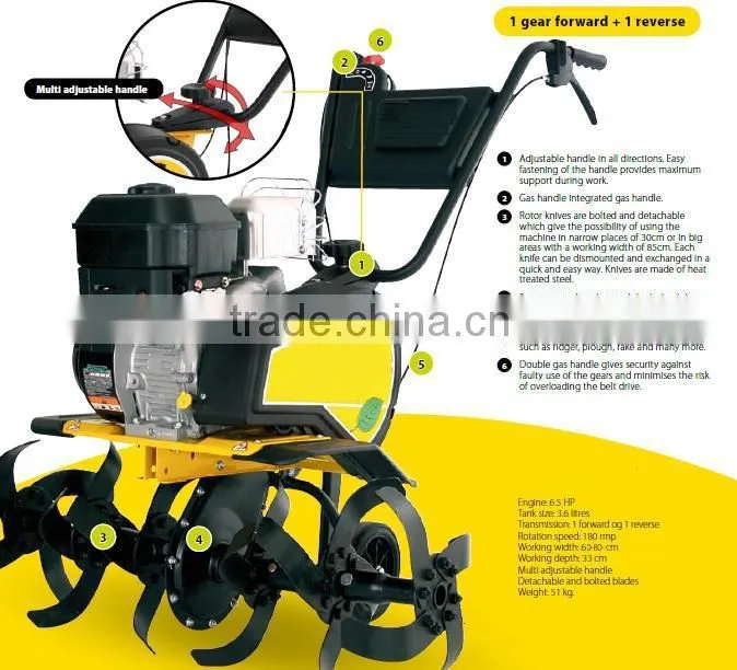 6.5HP Used Gasoline Farm Rotary Tiller Machine Cultivator Weeder