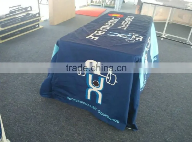 Customized size digital printing draped Table Cloth advertising