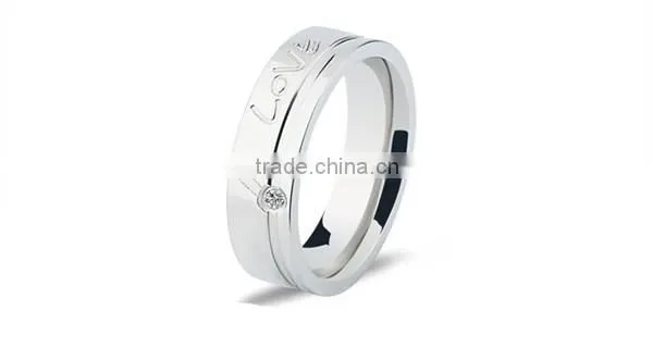 2016high polished crystal engrave 316l stainless steel wedding band ring for lovers