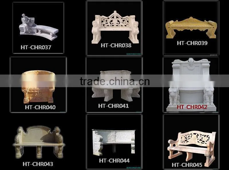 Flower Carved Outdoor Marble Bench