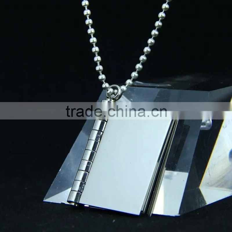 stainless steel book pendants new design