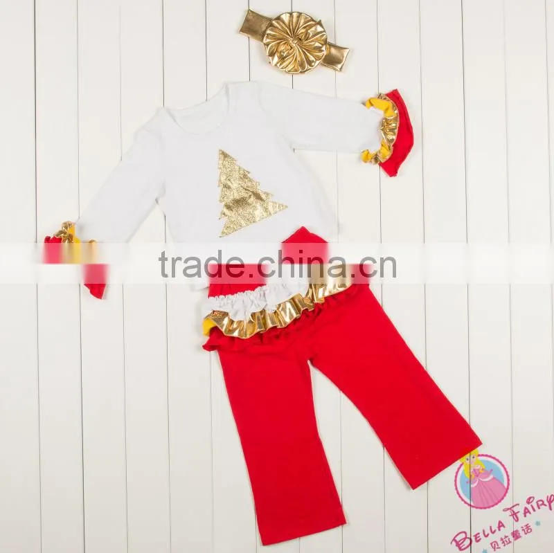 Kapu manufacture baby girl halloween clothing set frock design gold polka dot made in 2016