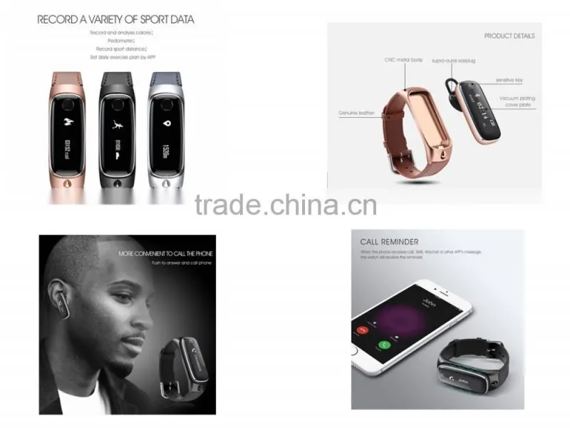 Hot sales fashion multifunctional health management smart bracelet Bluetooth with headset combo